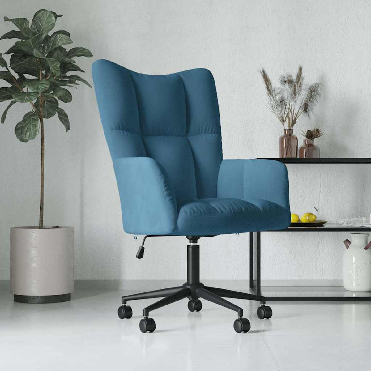 RELAXSESSEL Blau Samt - Blau, Naturmaterialen (69/102/61.5cm) - vidaXL