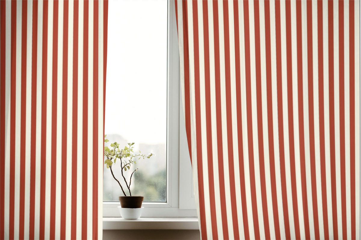 VORHANG Gestreifter aus Baumwolle in Rot 250x140 MARSHALL - Rot, Textil (137/245/0.1cm) - RNT By Really Nice Things