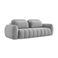 3-SITZER SOFA mit Schlaffunktion Chenille Stoff Grau - Hellgrau/Schwarz, Holzwerkstoff/Kunststoff (266/95/121cm) - LaMiaSofa