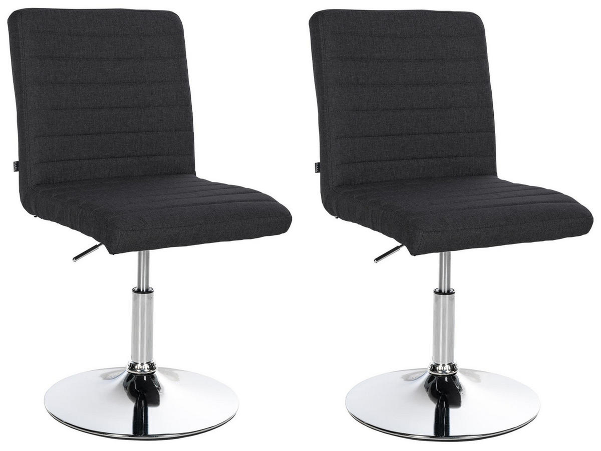 DREHSTUHL 2er Set Stoff schwarz - Chromfarben/Schwarz, Textil/Metall (44/81/60cm) - CLP