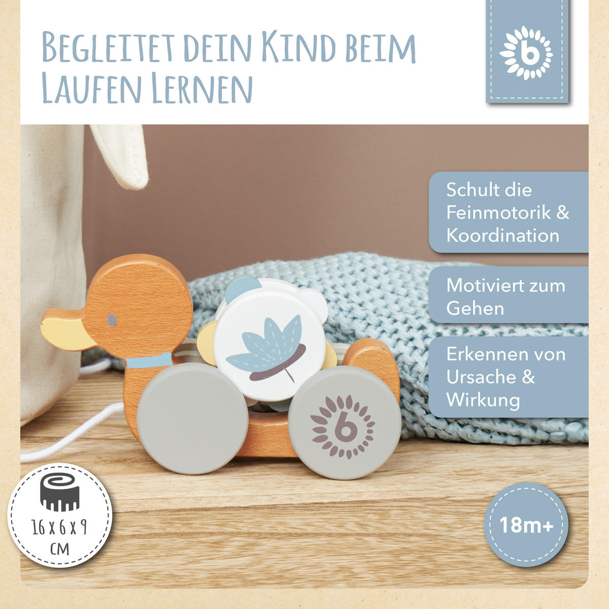 NACHZIEHENTE Holz - ab Geburt - Weiß, Holz (6/16.1cm) - Bieco Spielwaren