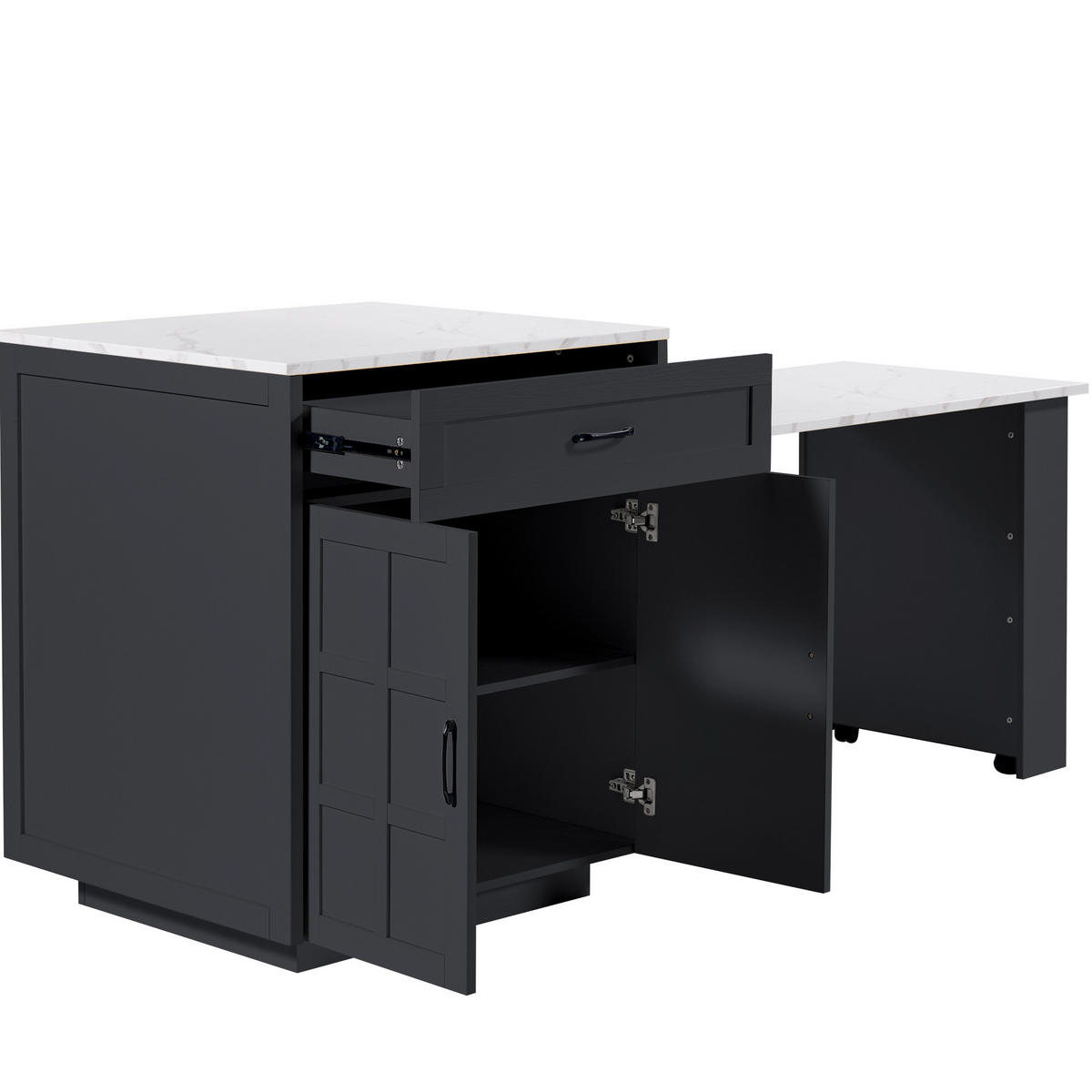 BARTISCH 133-202/70/93,5 cm in Schwarz mit Stauraum und ausziehbarer Tischplatte - Schwarz, Holzwerkstoff (133/70/93.5cm) - BEAOK