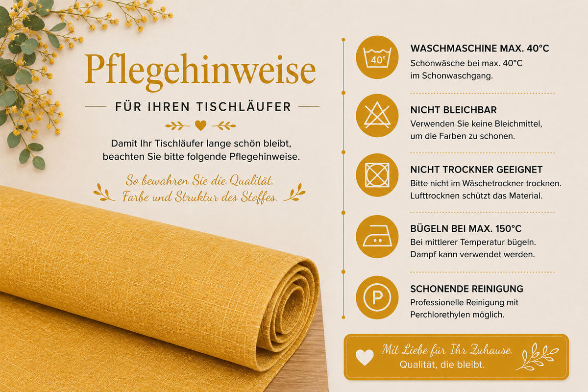TISCHLÄUFER 40/100 cm Gelb Leinenoptik - Gelb, Textil (40/100cm) - TiborTex