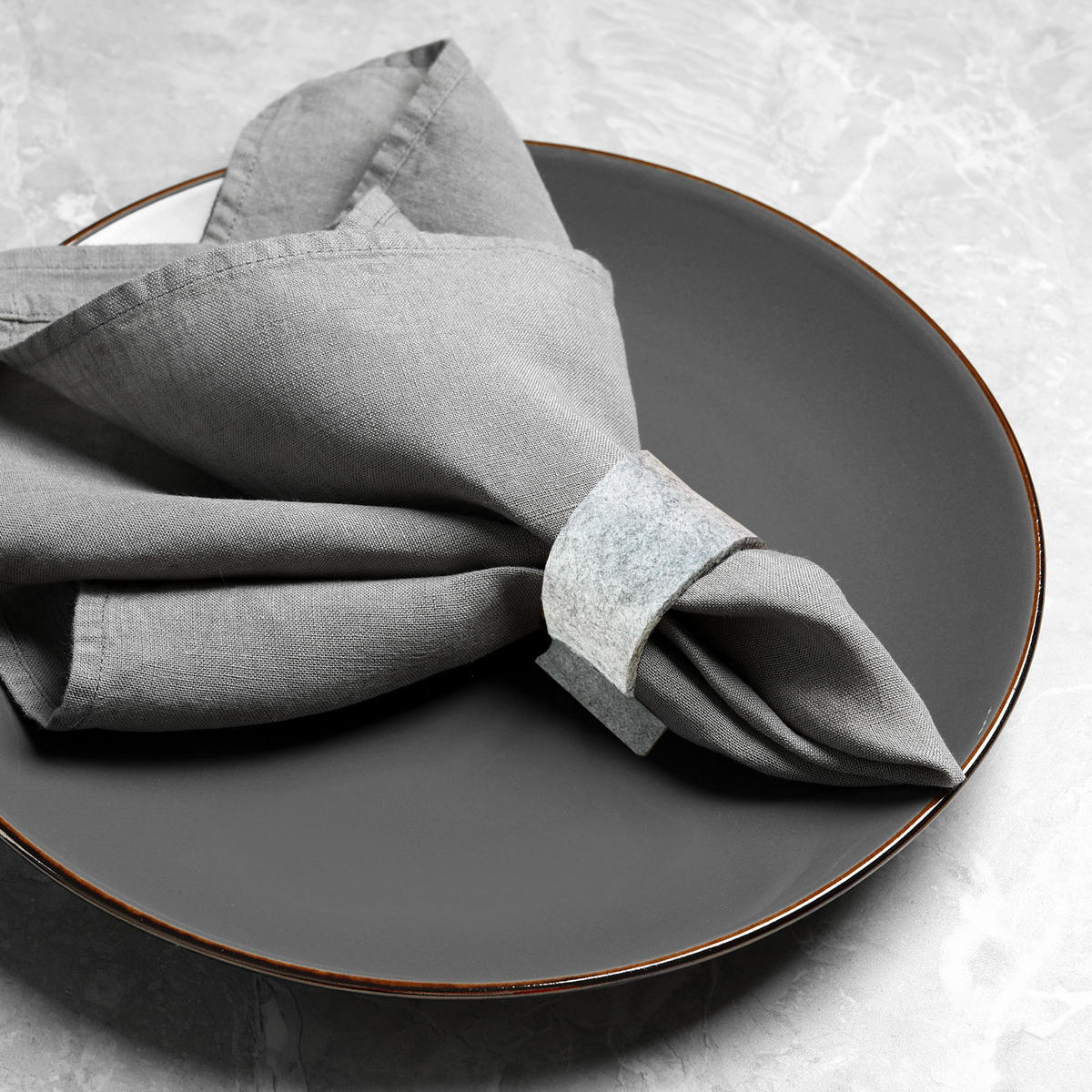 SERVIETTENRINGE 6er-Set - Hellgrau, Textil (5/16cm) - Miqio Design