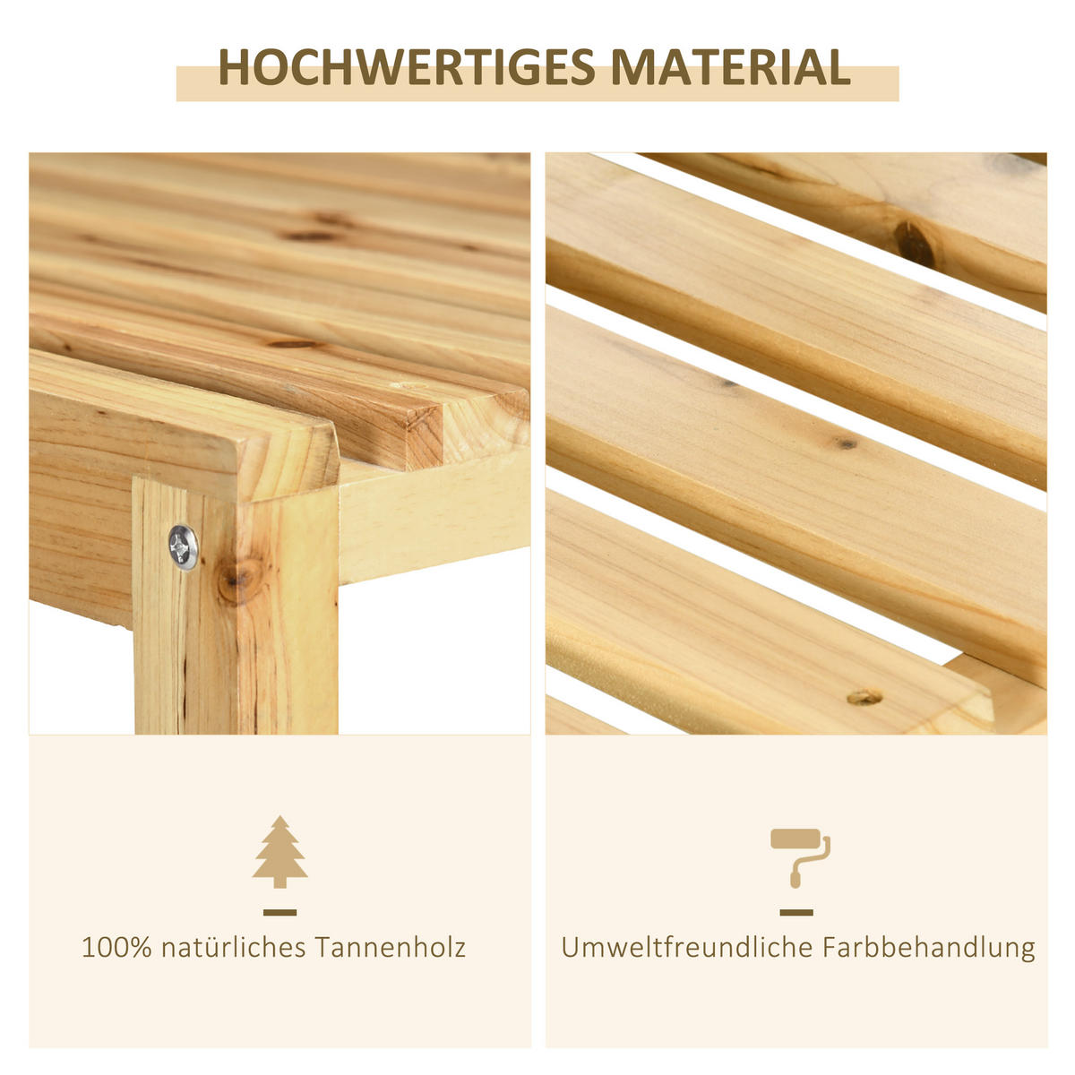 GETRÄNKEKISTENSTÄNDER, Kistenregal, für 4 Getränkekisten, Tannenholz, Natur - Fichtefarben, Holz (74/45/111cm) - Outsunny