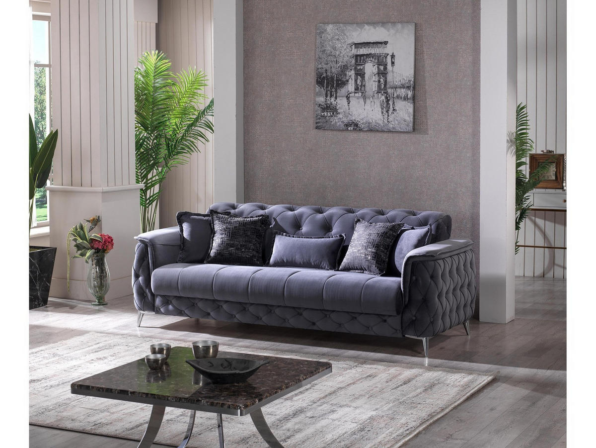SITZGARNITUR Sucre, Anthrazit Stellvariante 2+1+1 - Anthrazit, Holzwerkstoff/Kunststoff (170/80/100cm)