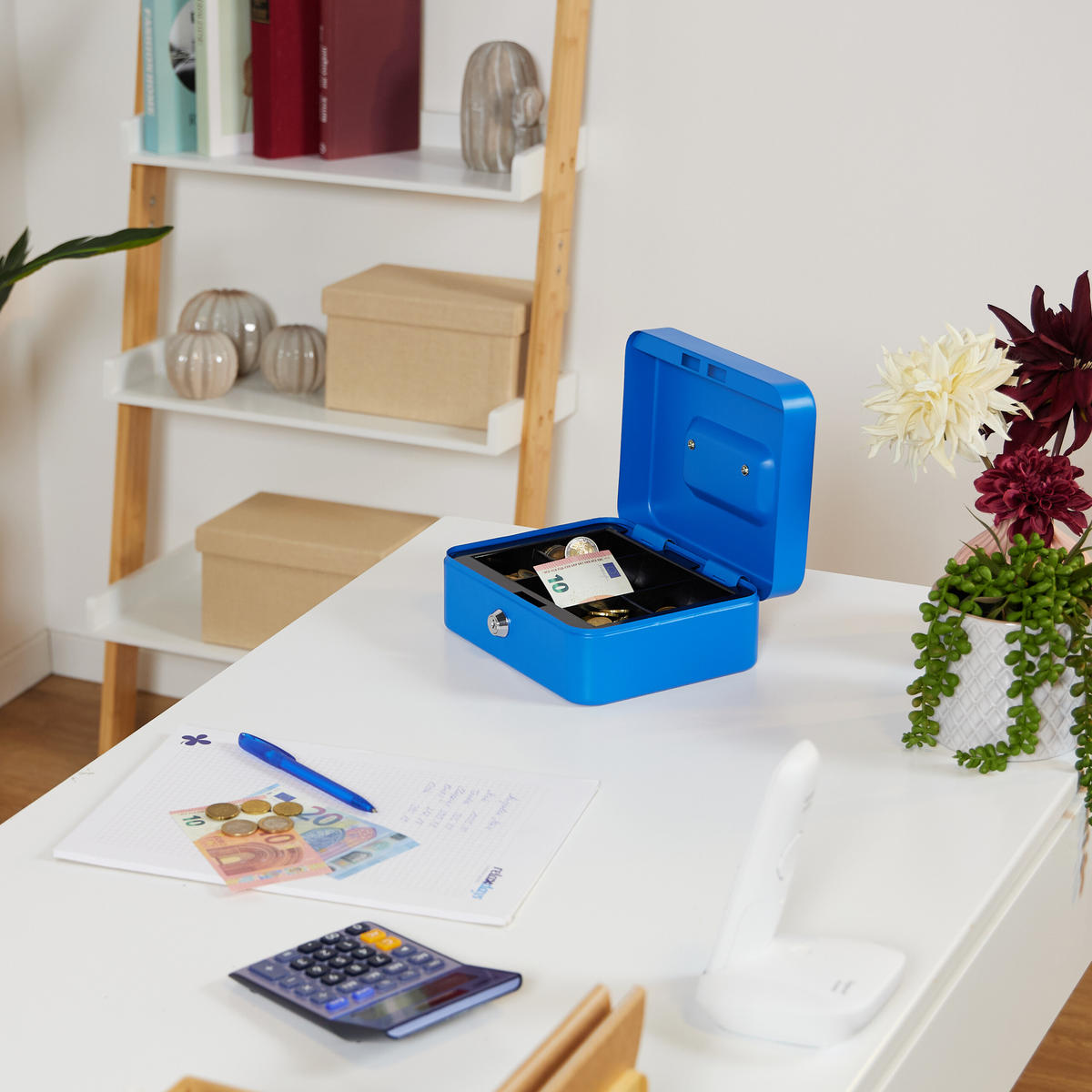 POKLADNA - modrá, kov/plast (20/8.5/17cm) - Relaxdays