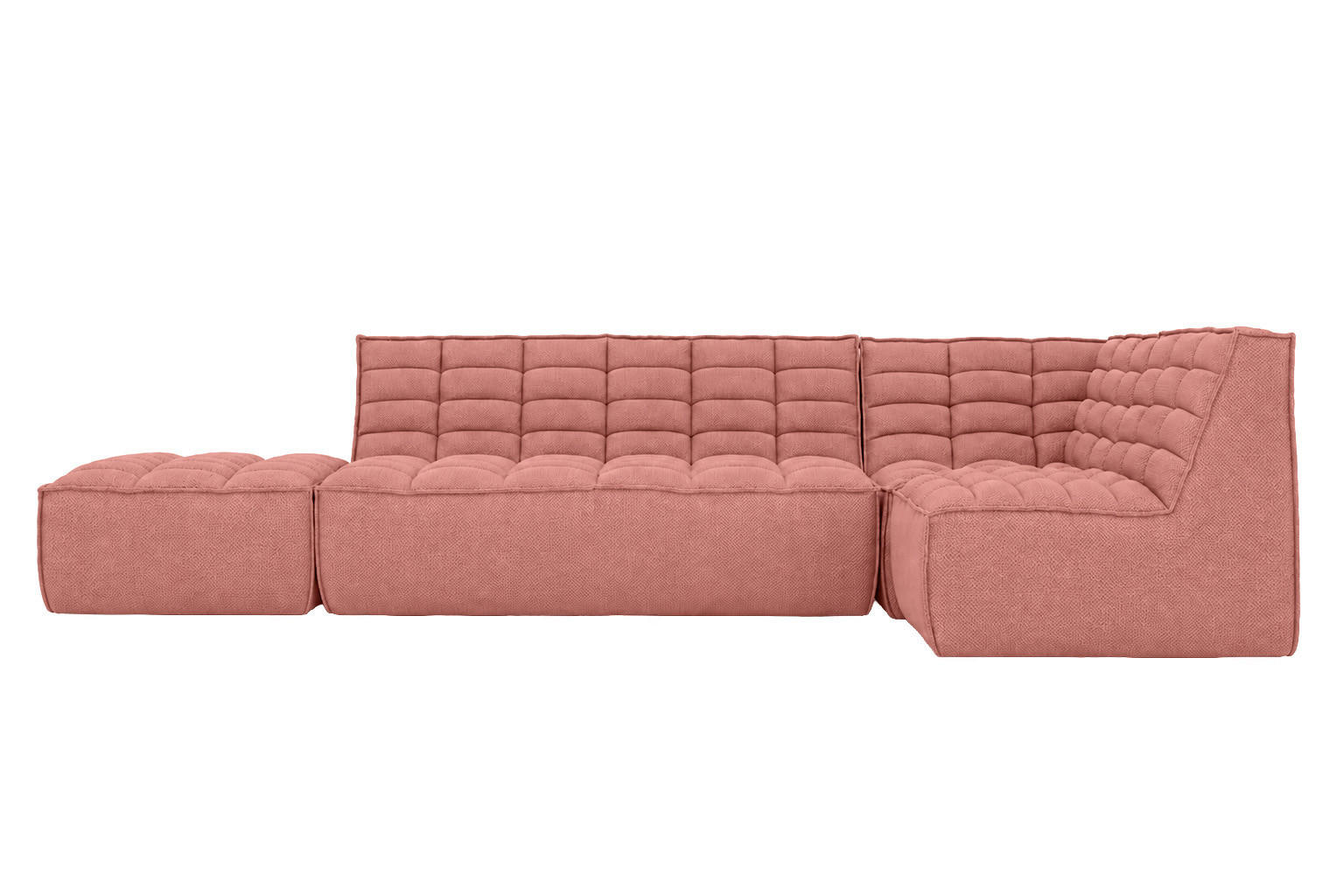 ROHOVÁ SEDAČKA modulární ve tvaru L s taburetem, plyšová tkanina Pop, Růžová, Pravá strana, LAZY L s taburetem - růžová, dřevo (333/173cm) - Kaiser Möbel