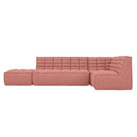 ROHOVÁ SEDAČKA modulární ve tvaru L s taburetem, plyšová tkanina Pop, Růžová, Pravá strana, LAZY L s taburetem - růžová, dřevo (333/173cm) - Kaiser Möbel