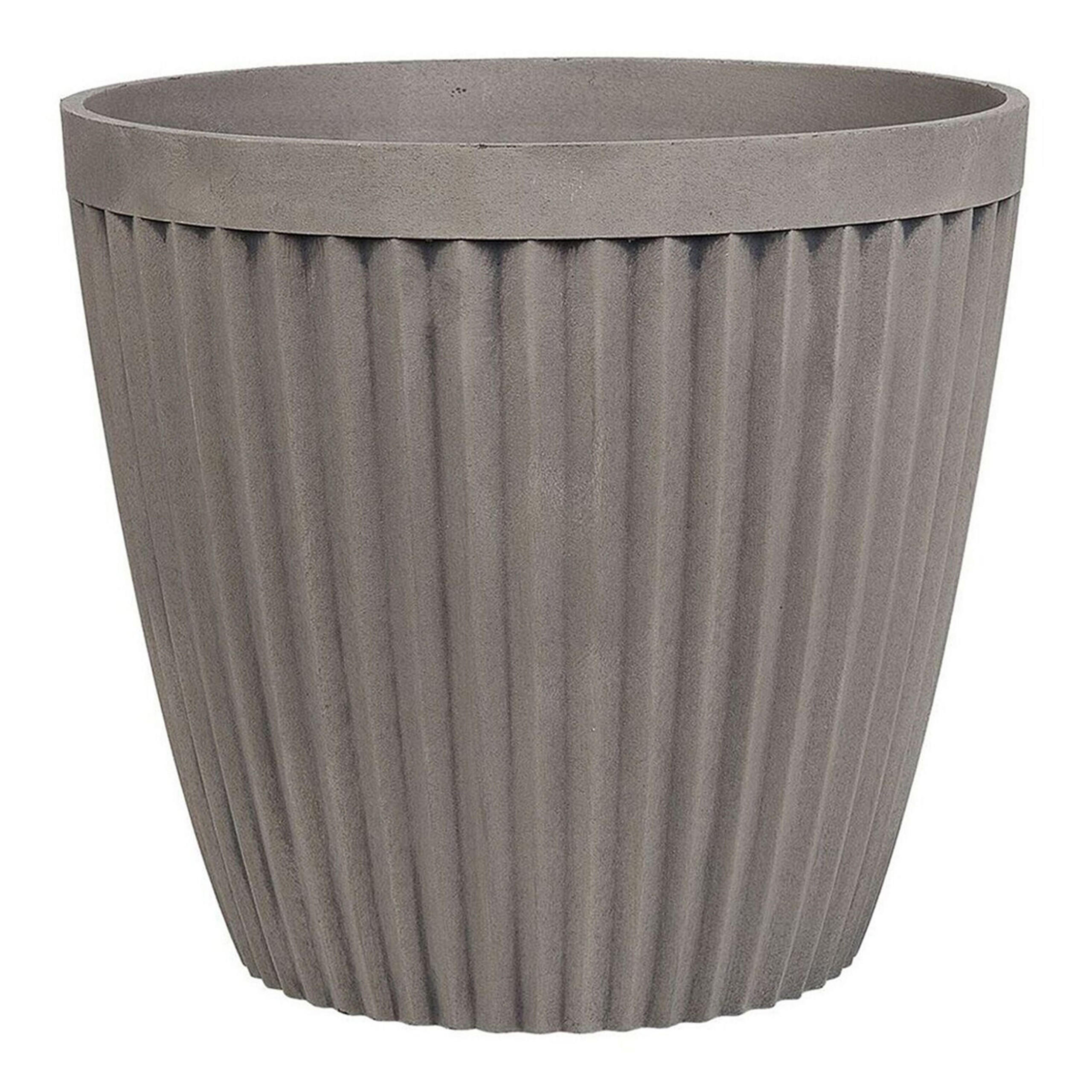 BLUMENTOPF taupe rund 36/36/33 cm Poka - Grau, Stein (33cm) - Beliani