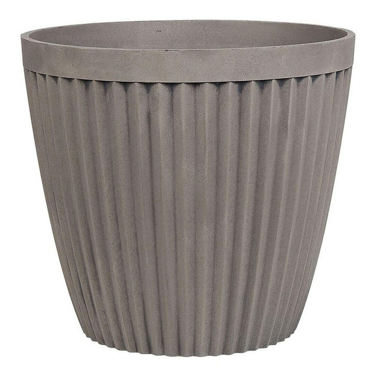 BLUMENTOPF taupe rund 36/36/33 cm Poka - Grau, Stein (33cm) - Beliani