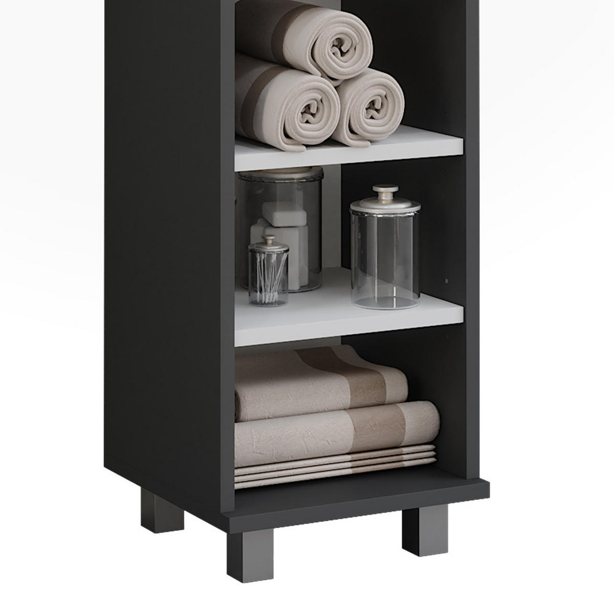 MIDISCHRANK Ilias Anthrazit/Weiß 30.2 x 95 cm mit 5 offenen Fächern - Anthrazit/Weiß, Holzwerkstoff (30.2/95/30cm) - Vicco