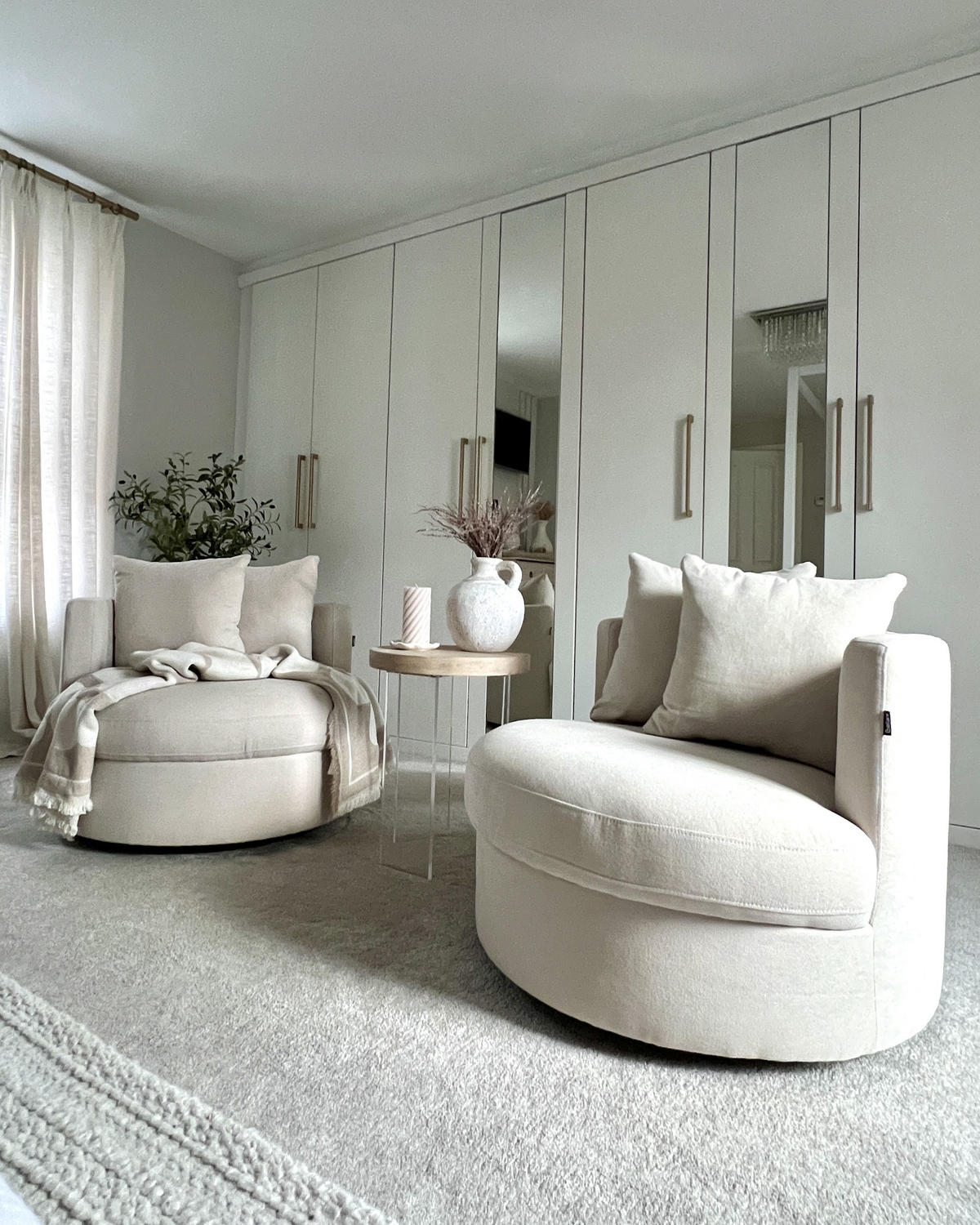 SESSEL Polsterbezug hellbeige mit Drehfunktion Dalby - Beige, Textil (82/61/82cm) - Beliani