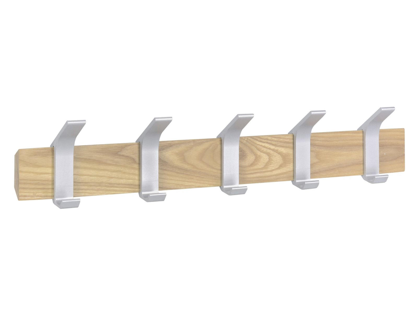 GARDEROBENLEISTE Rin naturfarben 50/10/6 cm mit 5 Haken - Weiß, Holz (6/10/50cm) - Yamazaki