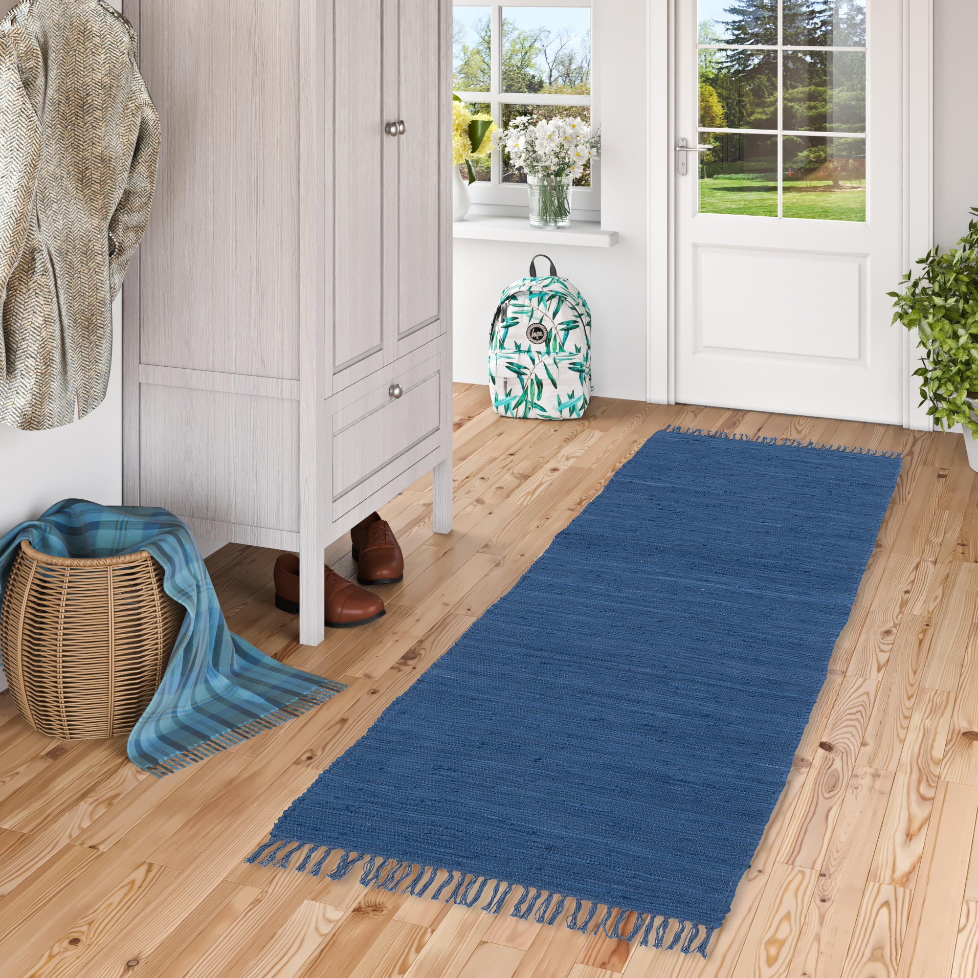 BAUMWOLLE NATUR TEPPICH LÄUFER JOLLY COTTON - Dunkelblau, Textil (70/250cm) - Pergamon