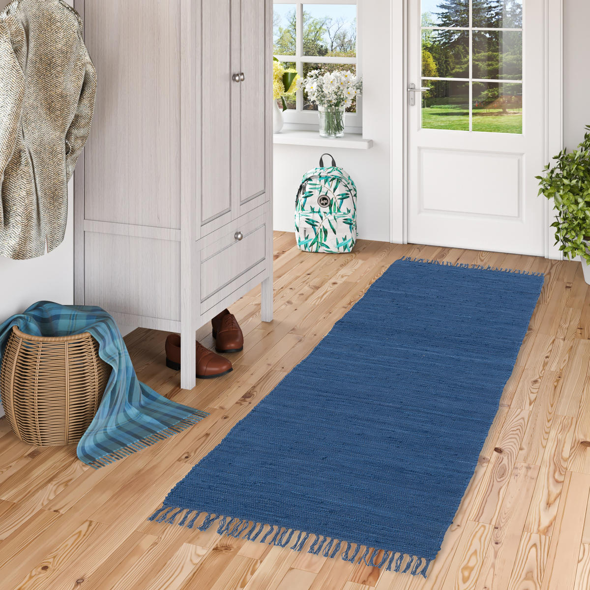 BAUMWOLLE NATUR TEPPICH LÄUFER JOLLY COTTON - Dunkelblau, Textil (70/250cm) - Pergamon
