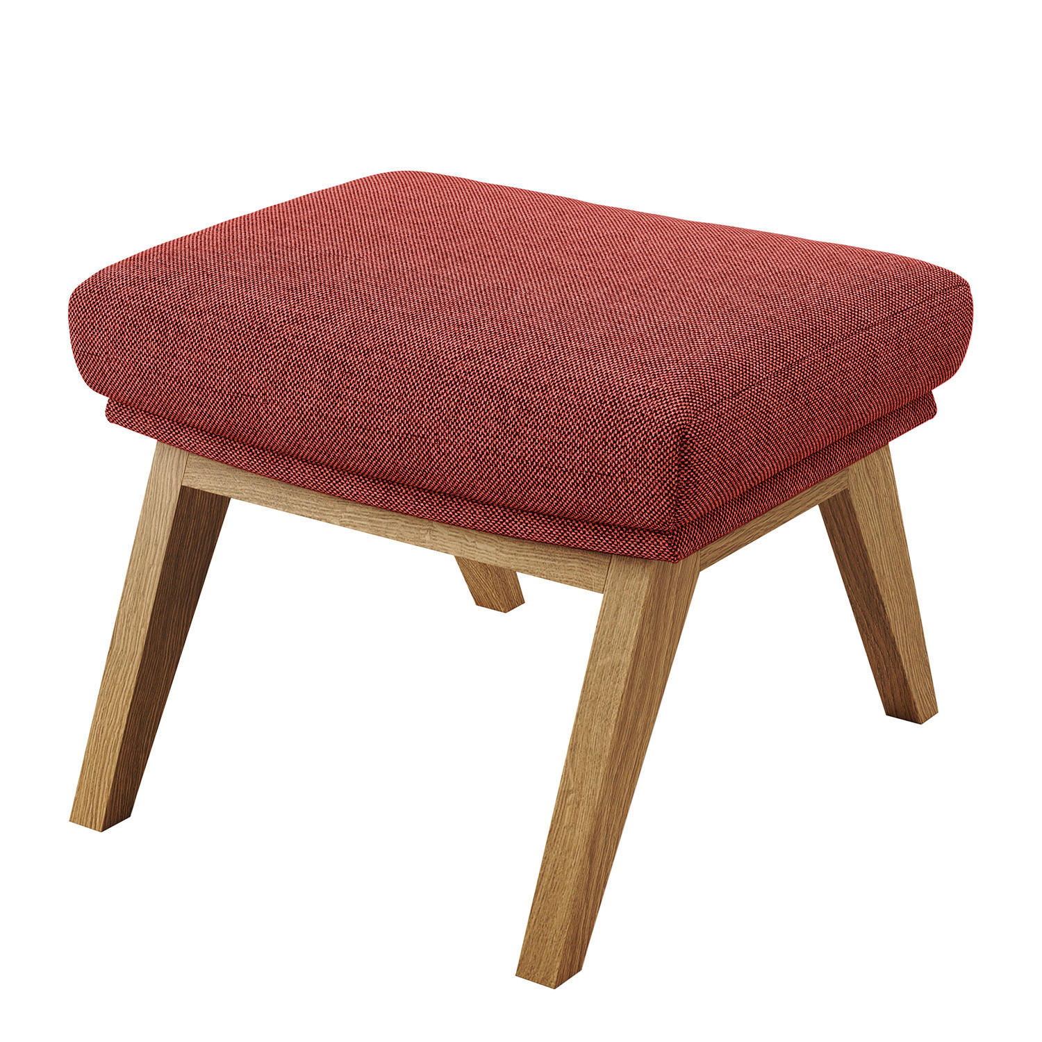 HOCKER mit Holzfüßen - Eichefarben/Rot, Eichenholz/Textil (54/41/41cm) - home24
