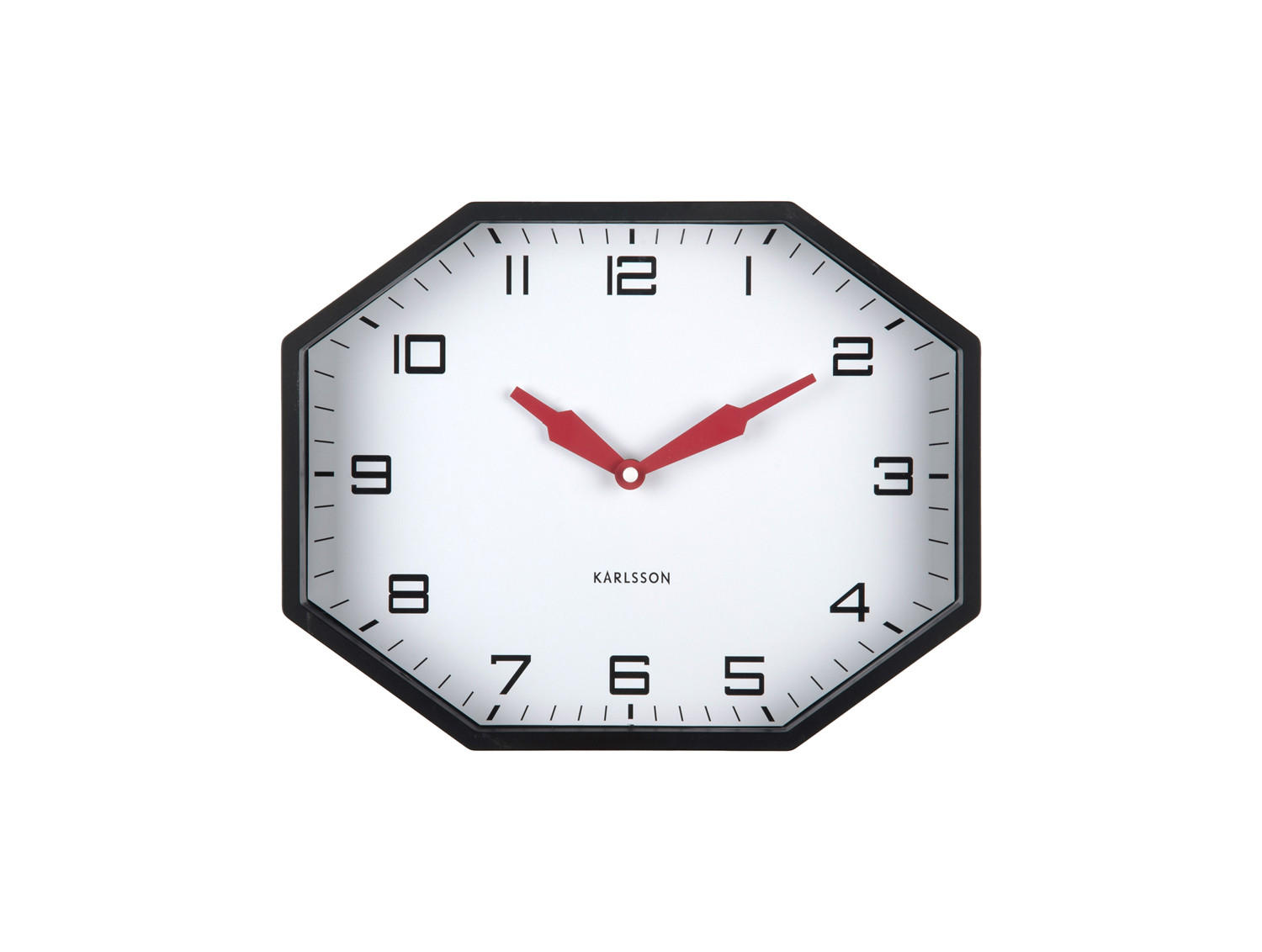 WECKER Modern Factory Octagon Schwarz 32/32/26 cm - Schwarz, Kunststoff (32/26/32cm) - Karlsson