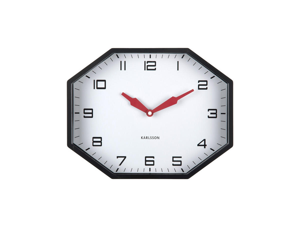 WECKER Modern Factory Octagon Schwarz 32/32/26 cm - Schwarz, Kunststoff (32/26/32cm) - Karlsson