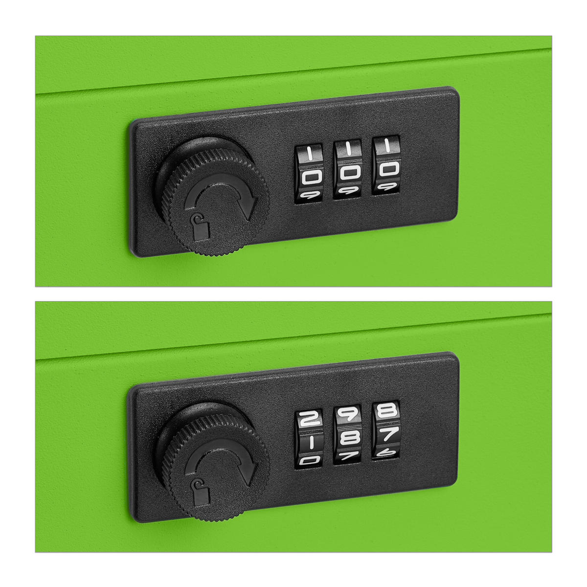 POKLADNA - zelená barva, kov/plast (20/8.5/17cm) - Relaxdays