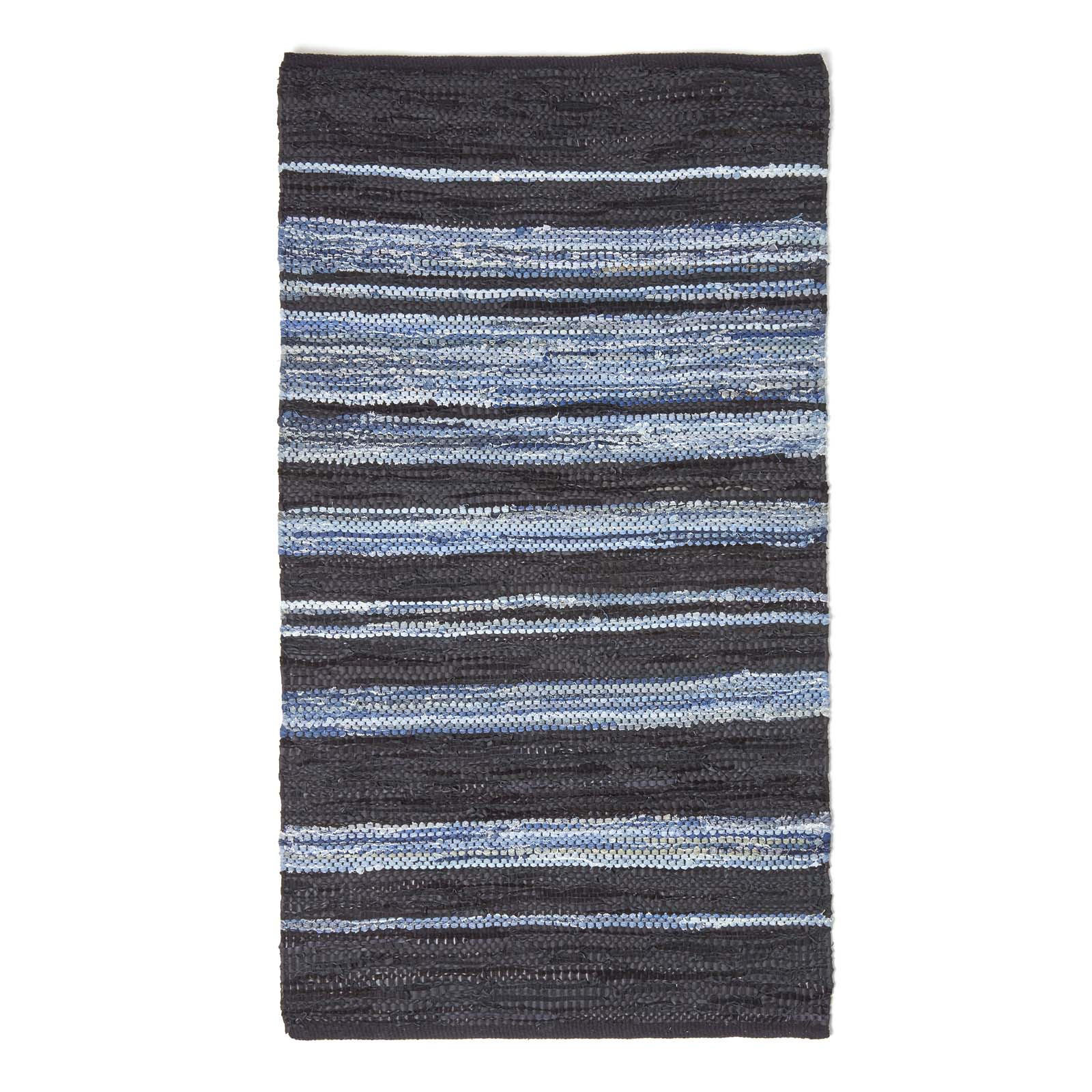 HANDWEBTEPPICH Texas, Leder & Denim 90/150 cm - Blau, Textil (90/150cm) - Homescapes