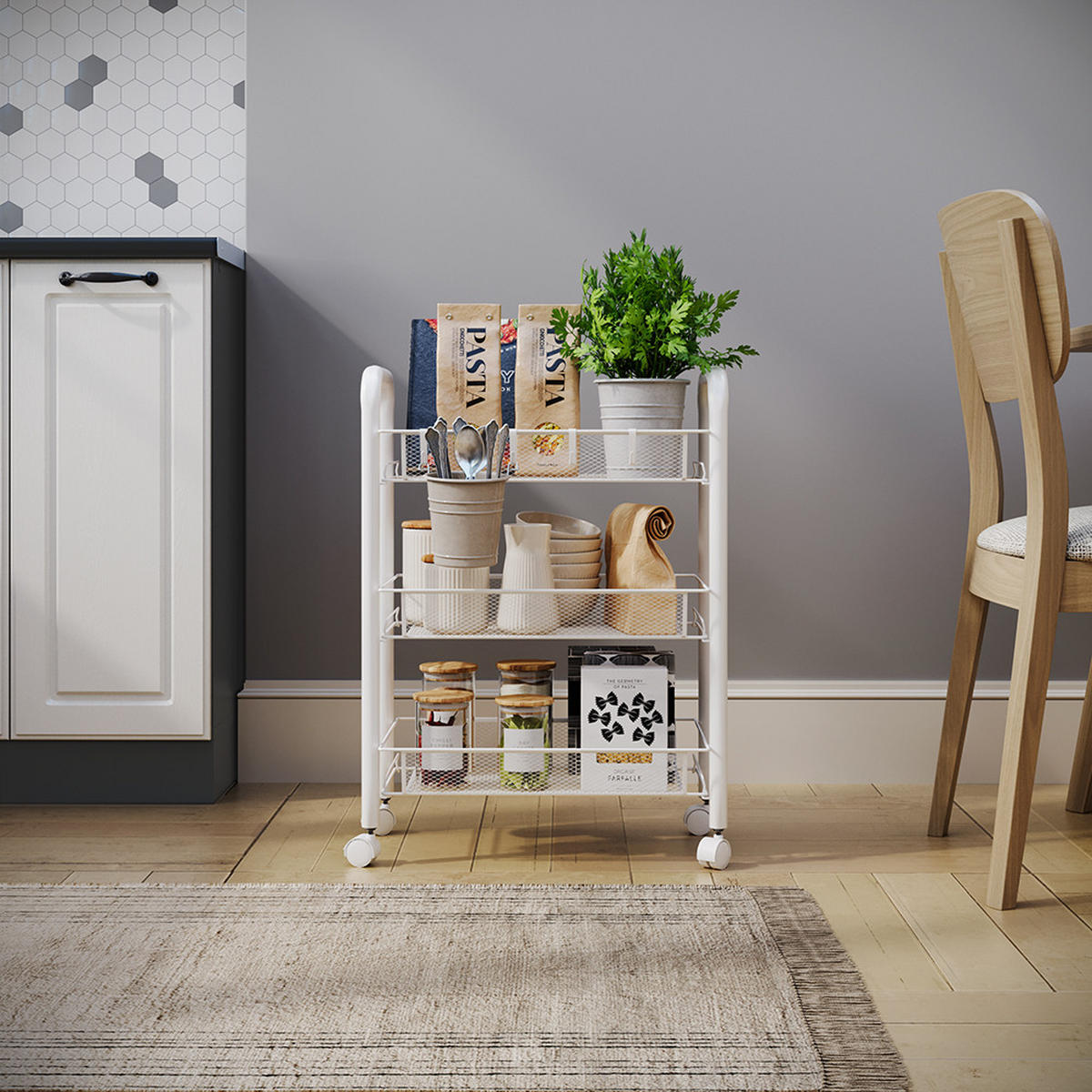 POJÍZDNÝ KONTEJNER Tarro Bílá - bílá, kov (45/64/27cm) - Vicco