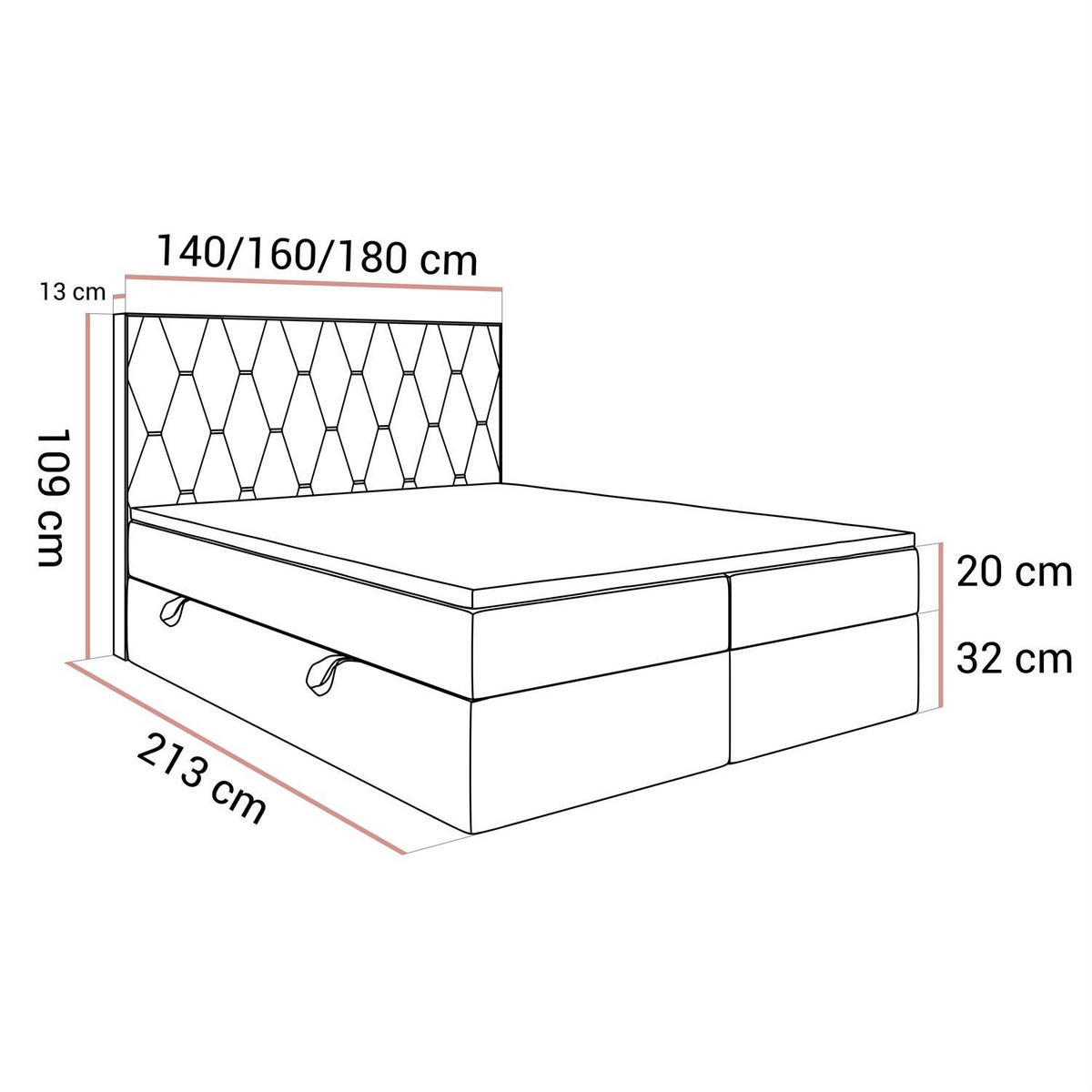 BOXSPRINGBETT IZOLDA mit Bettkasten und Topper 160x200 cm Royal Velvet 250 - Grau, Textil - Lookway