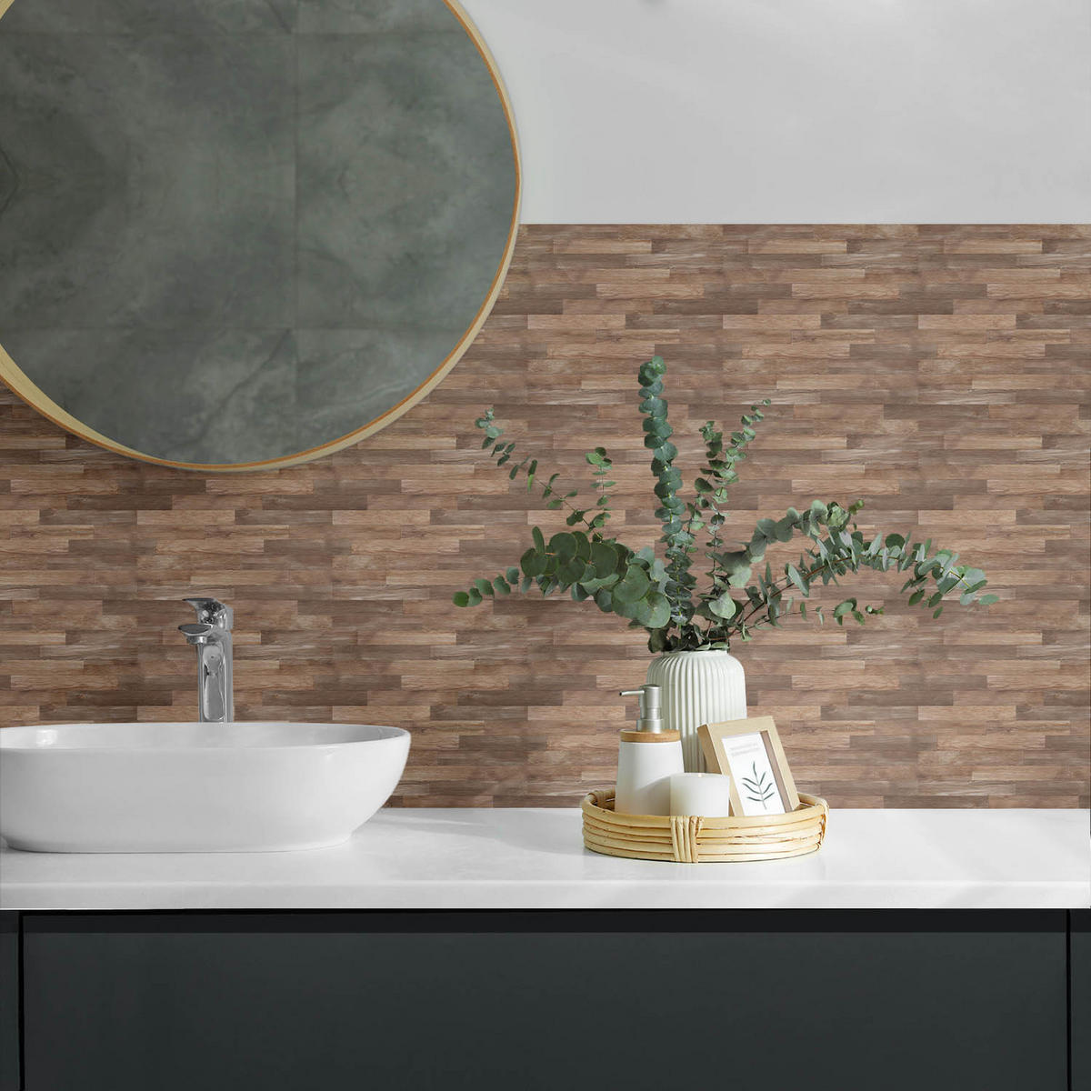 WANDPANEEL 10x 40x20 cm selbstklebend Terano - Dunkelbraun, Kunststoff (20/1.6/40cm) - Wallfluent