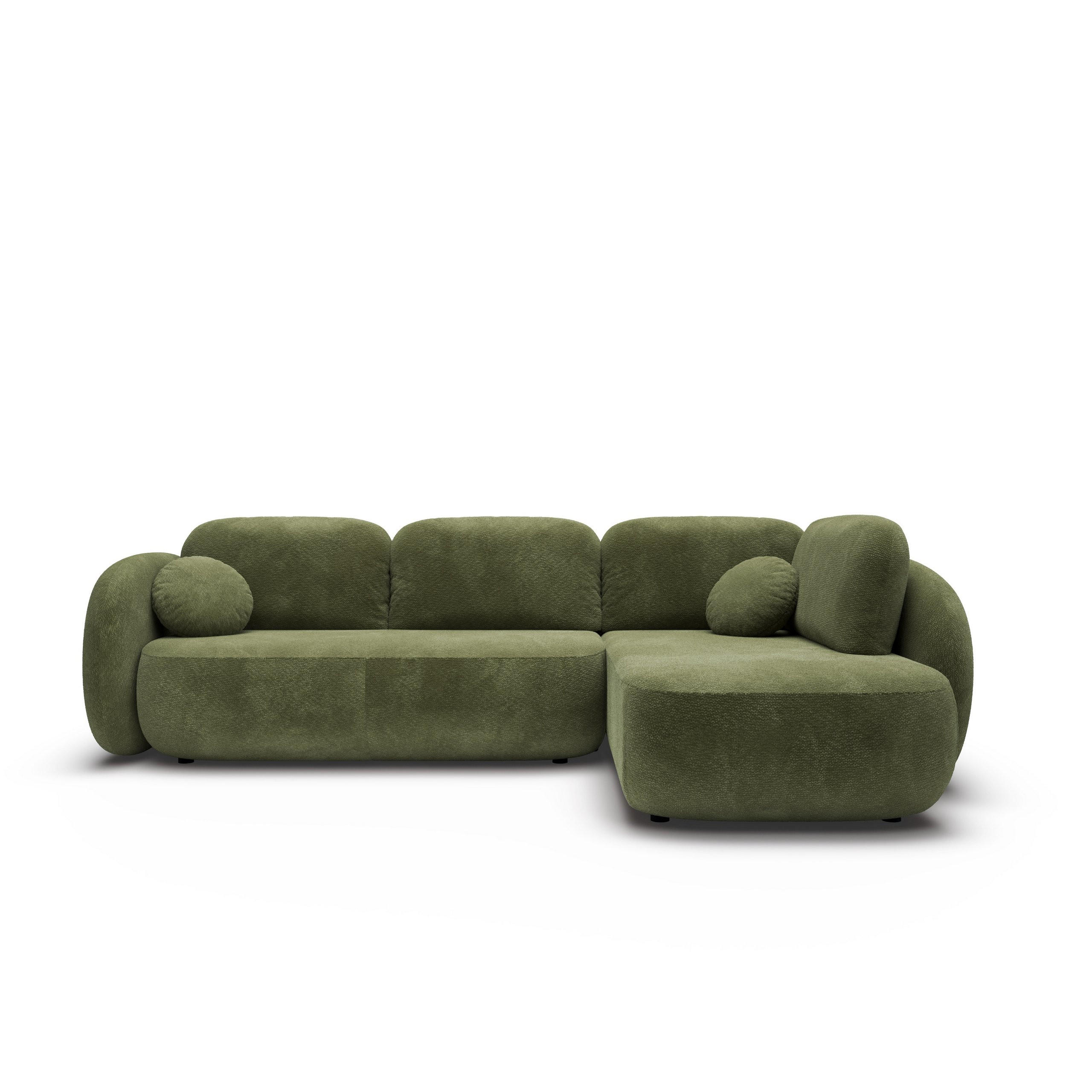 ECKSOFA AMICO II R-S Grün Geflochtener Stoff mit Schlaffunktion - Grün, Holz (289/190cm) - MASSENO