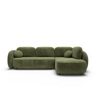 ECKSOFA AMICO II R-S Grün Geflochtener Stoff mit Schlaffunktion - Grün, Holz (289/190cm) - MASSENO