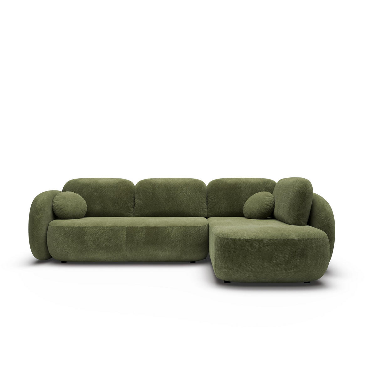 ECKSOFA AMICO II R-S Grün Geflochtener Stoff mit Schlaffunktion - Grün, Holz (289/190cm) - MASSENO