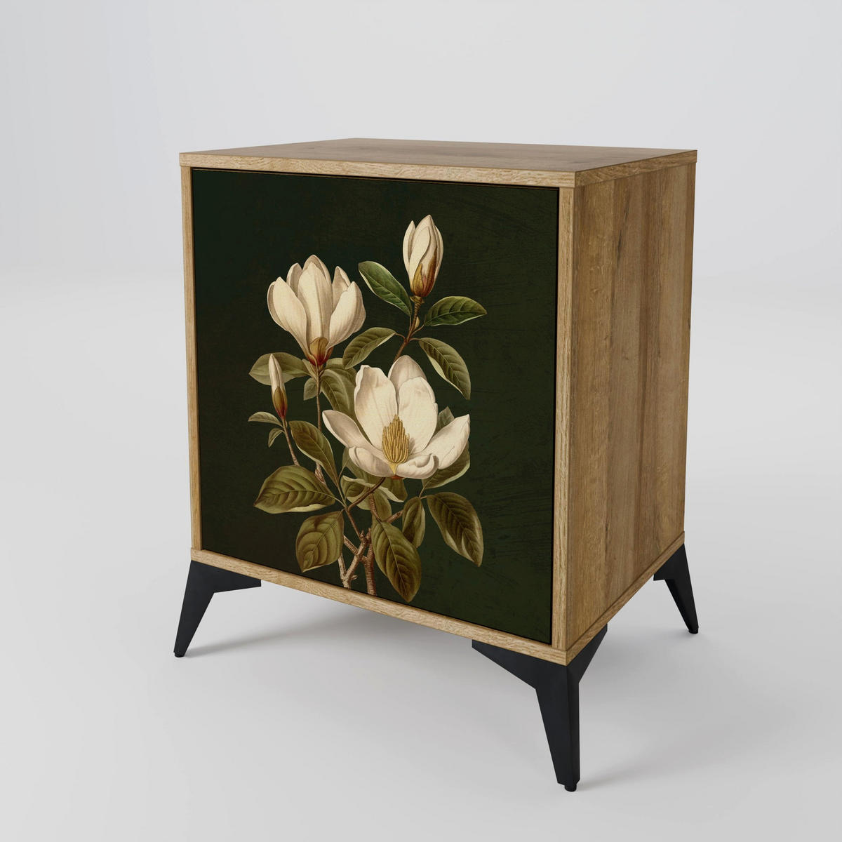 SIDEBOARD FLORAL NOIR, Eichefarben, 57,5x42x57,5 cm, Ohne Füße - Eichefarben/Multicolor, Holzwerkstoff (57.5/57.5/42cm) - SpaceRebels