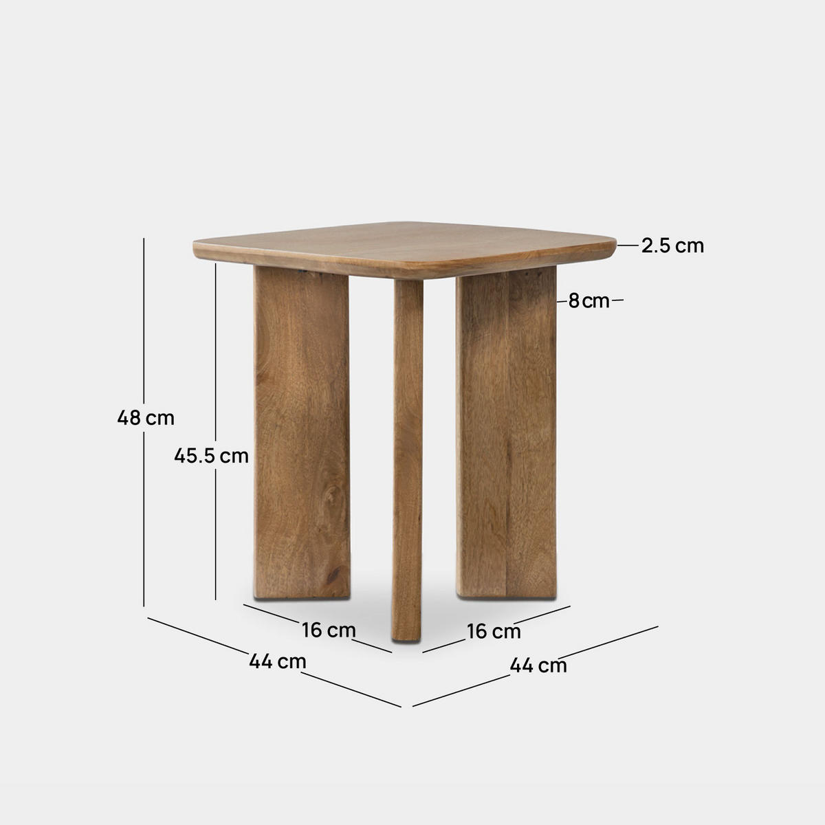 BEISTELLTISCH Rhea Natürlich 44 cm x 48 cm - Naturfarben, Holz (44/48/44cm) - Klast Home