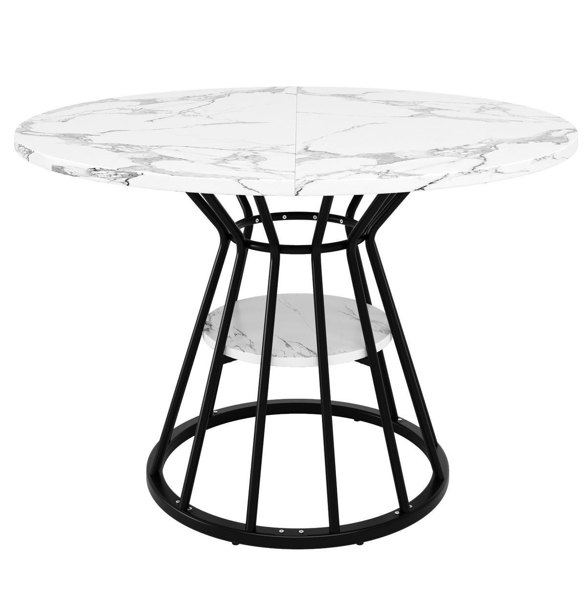 ESSTISCH aus MDF mit Ablage & Metallgestell, Ø 100/76 cm, Schwarz - Schwarz, Holzwerkstoff (100/100/76cm) - Redom