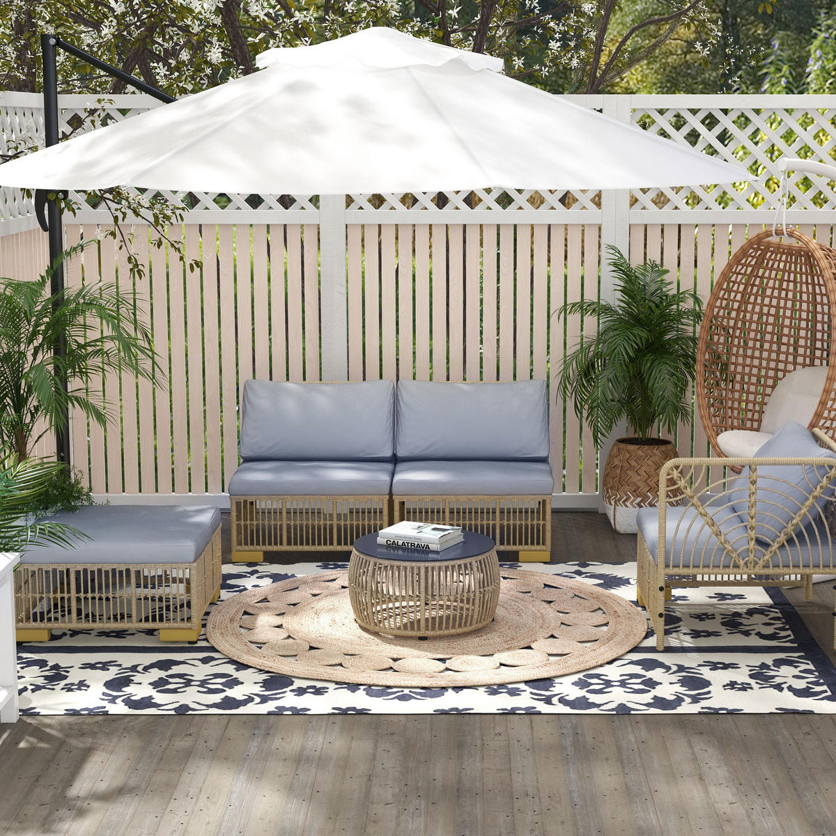 GARTENMÖBEL Set, PE Rattan, Beige+Grau - Beige/Grau, Kunststoff - Outsunny