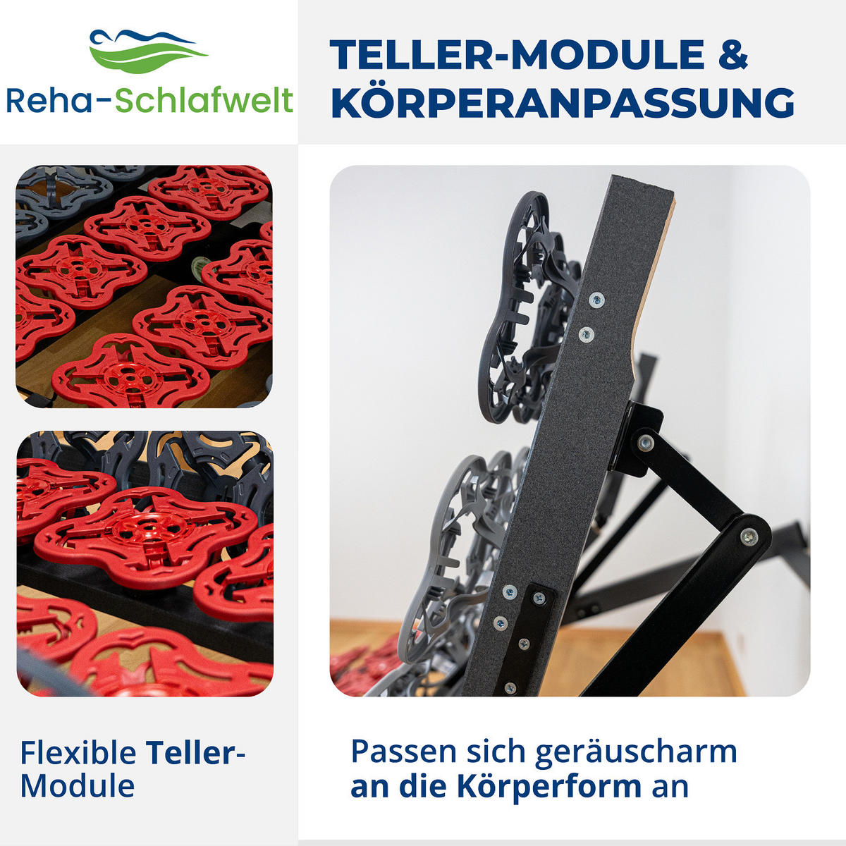 TELLERLATTENROST AEROBALANCE KF 80x200 cm, mit Motor, Kopf-Fußteil verstellbar, fertig montiert - Grau, Holz (80/200cm) - Reha-Schlafwelt