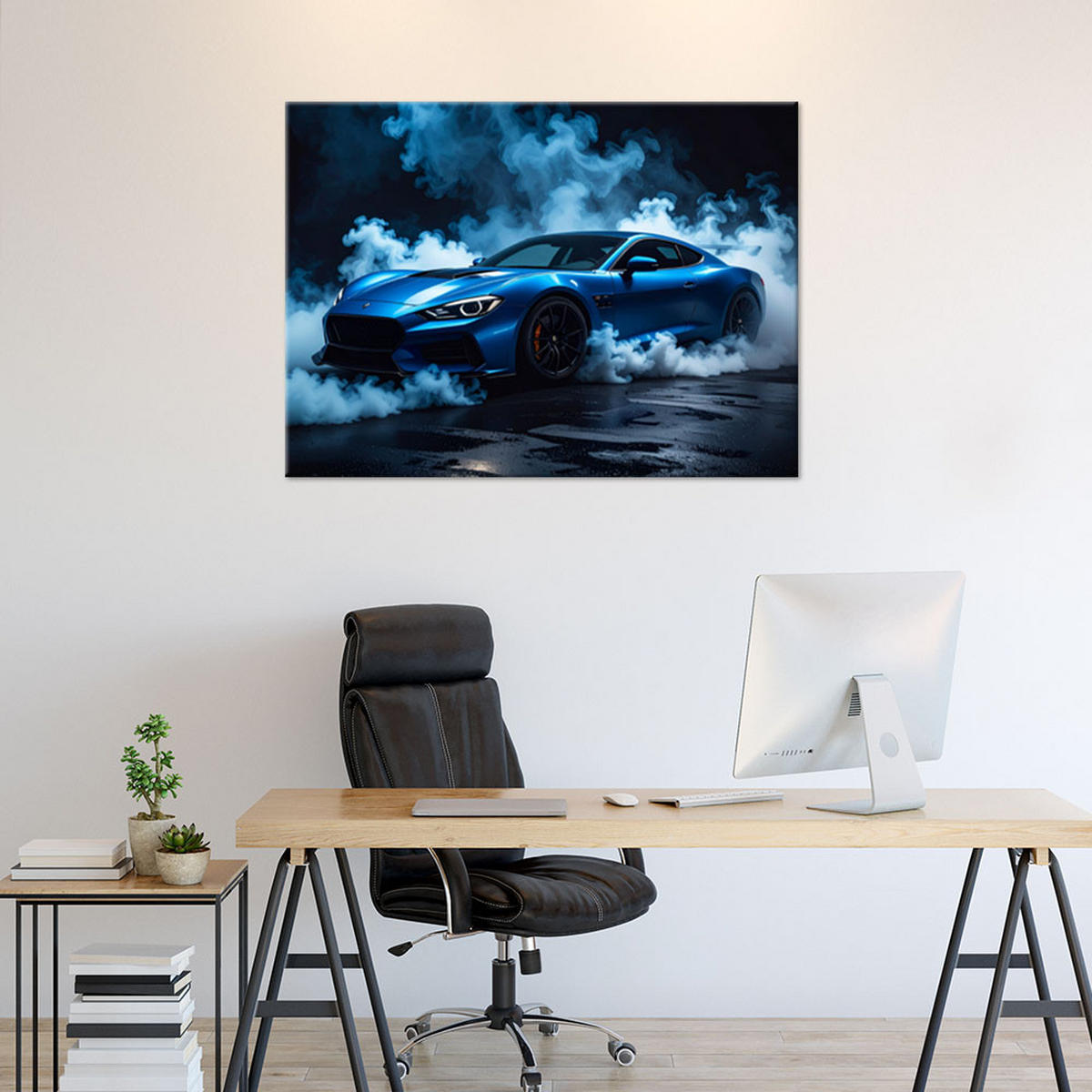 LEINWANDBILD Kraftfahrzeuge 120x80cm - Blau, Textil (120/80cm) - Feeby