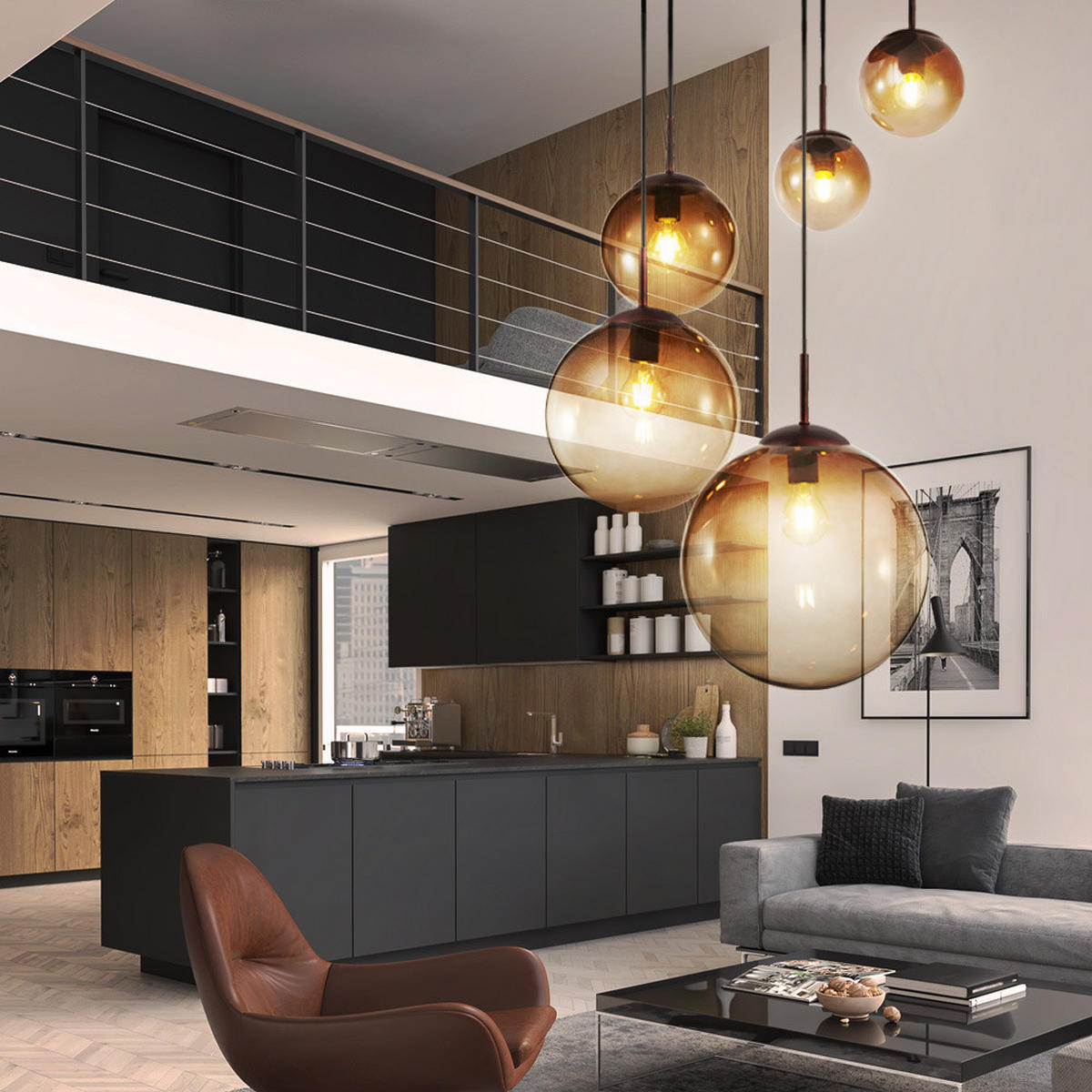 LED HÄNGELAMPE Varus Orange - Orange, Glas (65/65/150cm) - Globo Lighting
