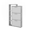 SCHUHKIPPER Orlando Weiß/Beton 80 x 128.3 cm mit 3 Klappfächern - Weiß/Grau, Holzwerkstoff (80/128.3/18.2cm) - Vicco