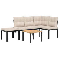 GARTENBANK-SET 4-Tlg. Schwarz Pulverbeschichteter Stahl - Taupe/Schwarz, Metall - vidaXL