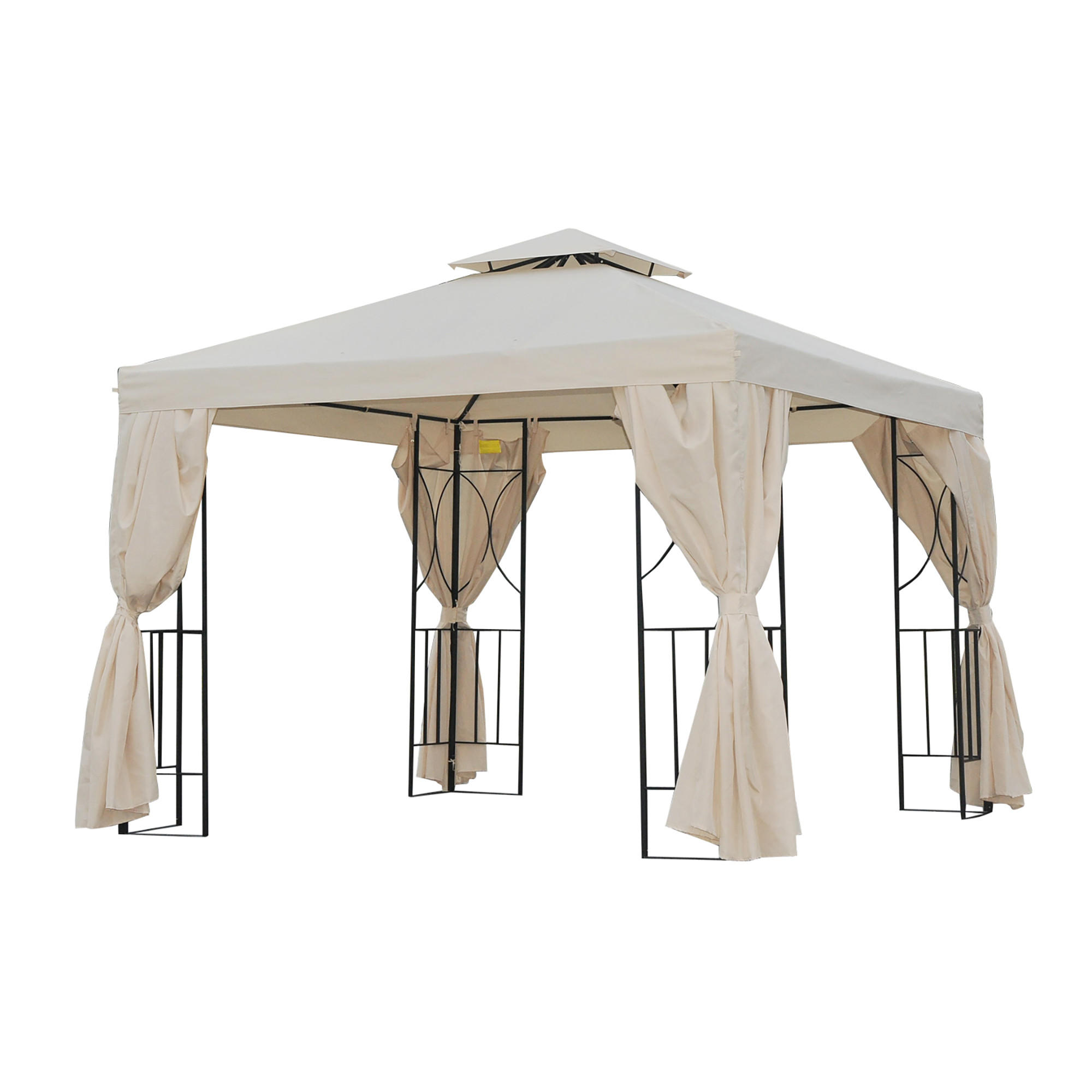 PAVILLON, Dunkelgrau/Cremeweiß, Metall, Polyesterbezug - Creme, Metall (295/265/295cm) - Outsunny