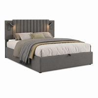 BETT mit Bettkasten 160x200 cm Grau Baumwolle - Grau, Metall (160/200cm) - Meubliv