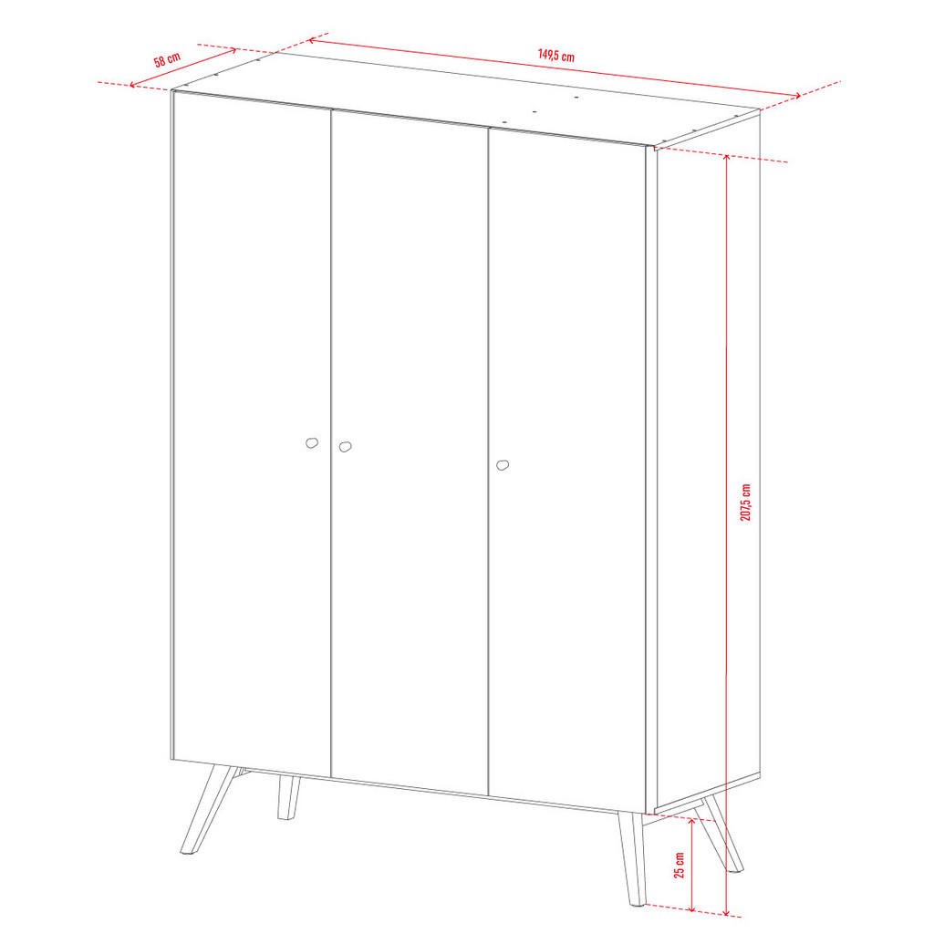 Thumbnail - Vox Möbel Kleiderschrank, Weiß, Holzwerkstoff, 150x207.5x58 cm, Schlafzimmer, Kleiderschränke