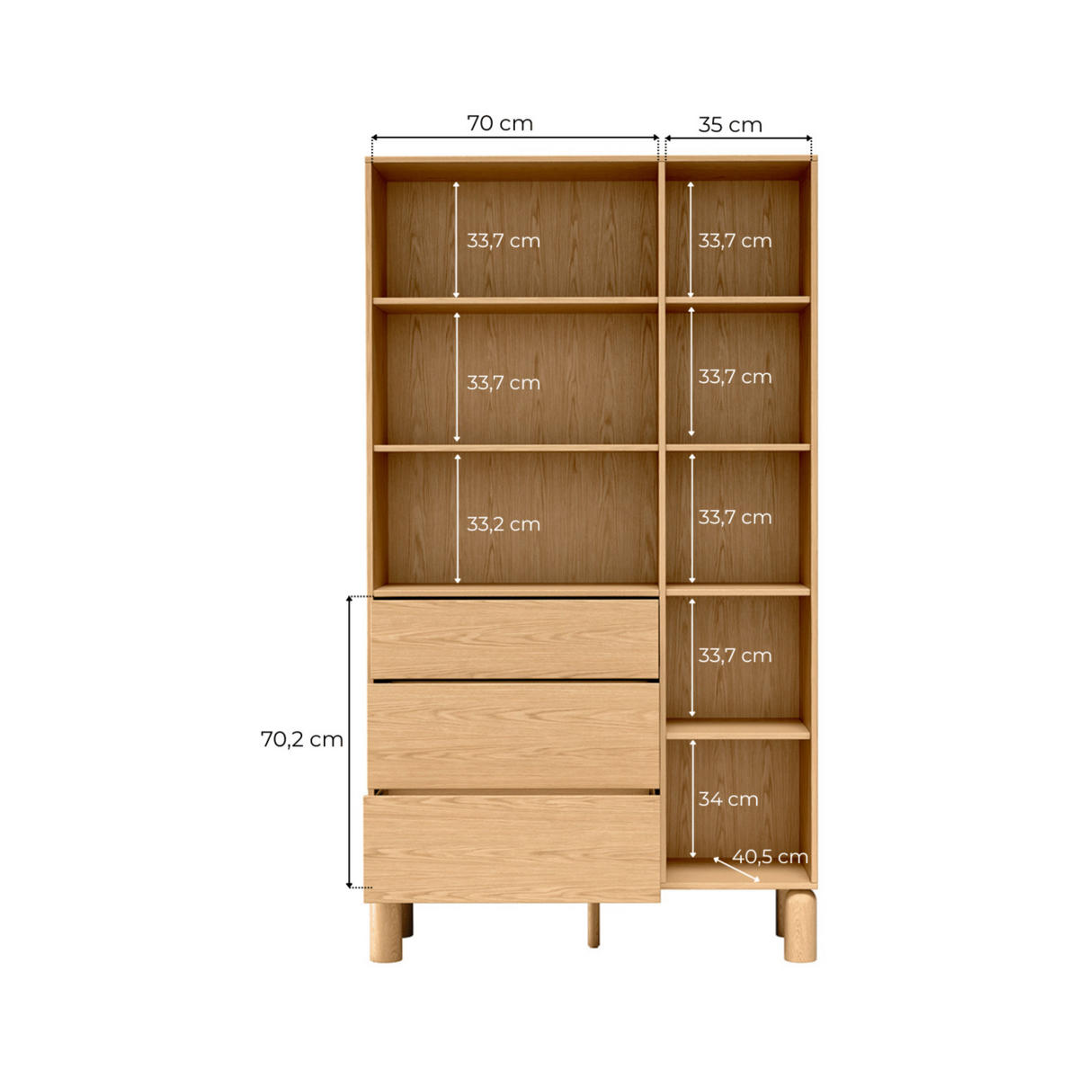 REGAL Sanden SN-8 110 x 197 x 40,6 cm Eiche Bookmatch - Eichefarben, Holz/Holzwerkstoff (110/197/40.6cm) - Koseto