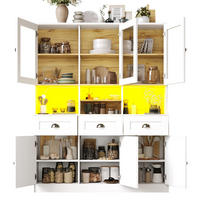 BUFFET 140/40/175 cm Weiß aus MDF mit LED-Beleuchtung - Weiß, Holzwerkstoff (140/175/40cm) - OKWISH