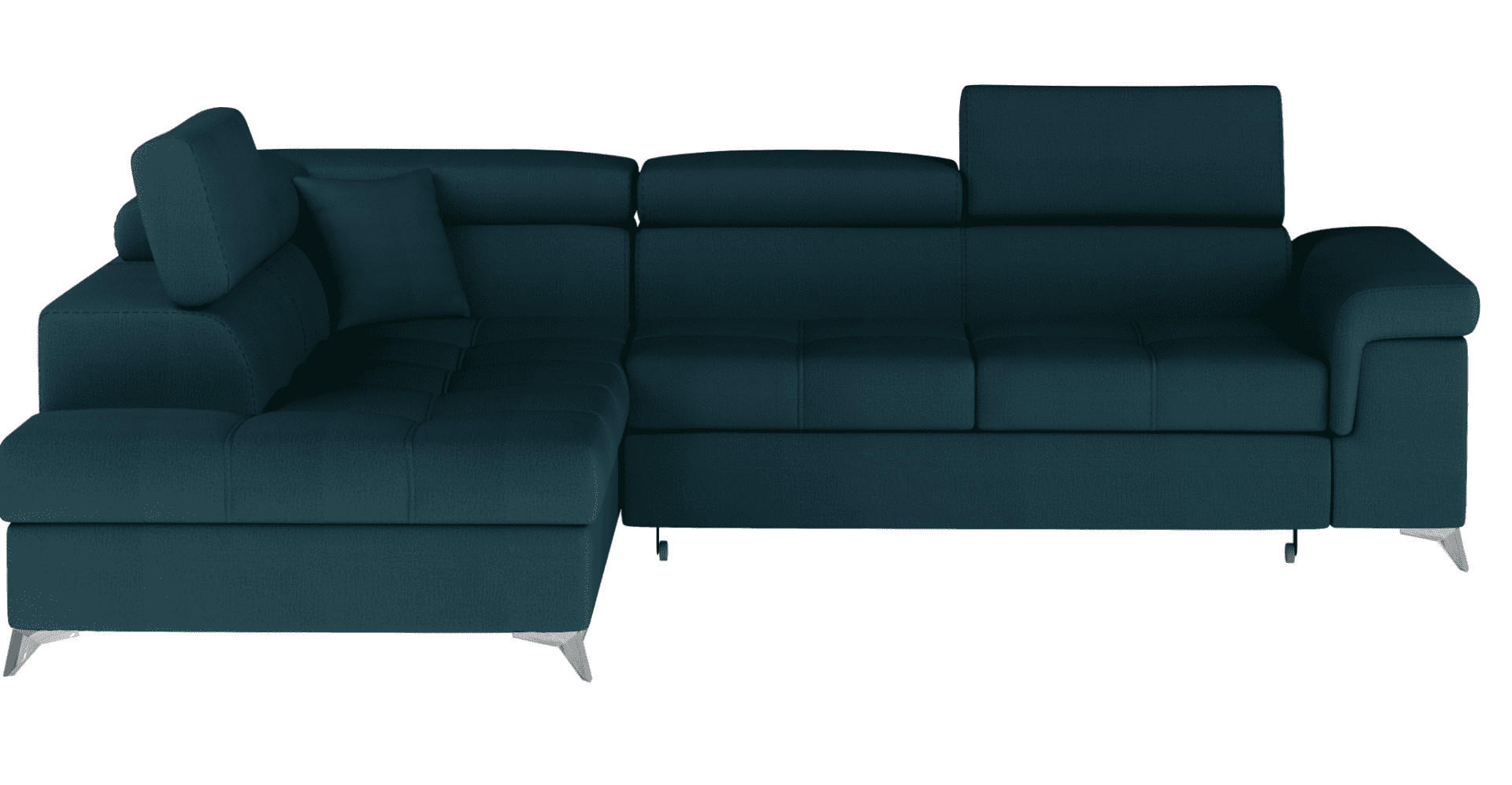 ECKSOFA mit Schlaffunktion und Bettkasten, pflegeleichter Monolith-Stoff - Chromfarben/Dunkelblau, Textil/Metall (275/202cm) - Eltap