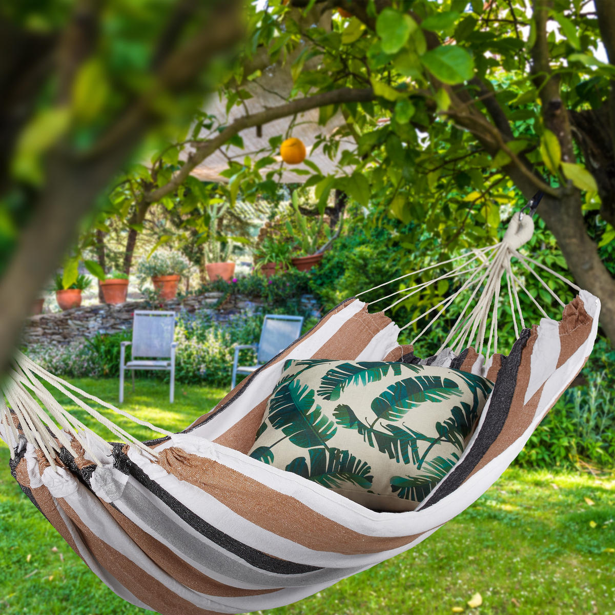 HÄNGEMATTE - Braun, Textil (150/3/272cm) - Relaxdays