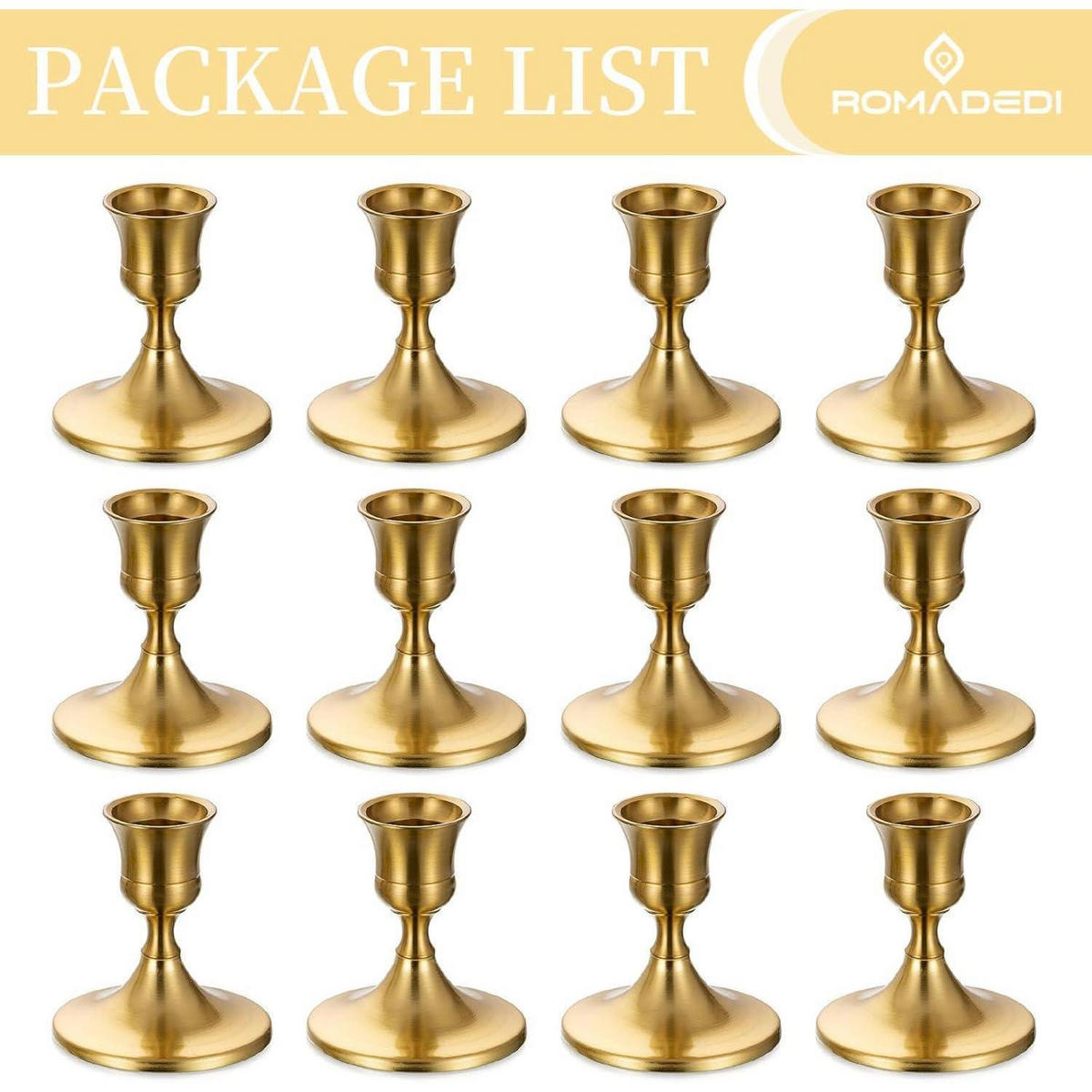 KERZENSTÄNDER 12er Set Metall Gold - Goldfarben, Metall (10/10/15cm)