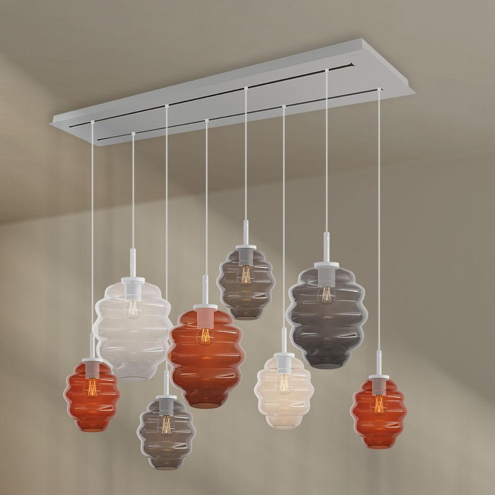 HÄNGELEUCHTE Echos 8-flammig Mehrfarbig Ø 18/25cm - Multicolor/Weiß, Glas (18/18/20cm) - s.luce