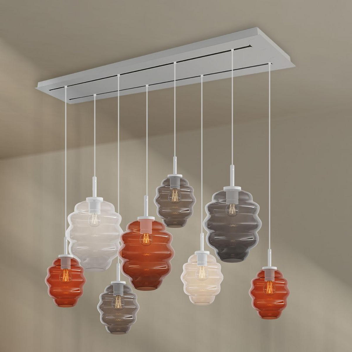 HÄNGELEUCHTE Echos 8-flammig Mehrfarbig Ø 18/25cm - Multicolor/Weiß, Glas (18/18/20cm) - s.luce